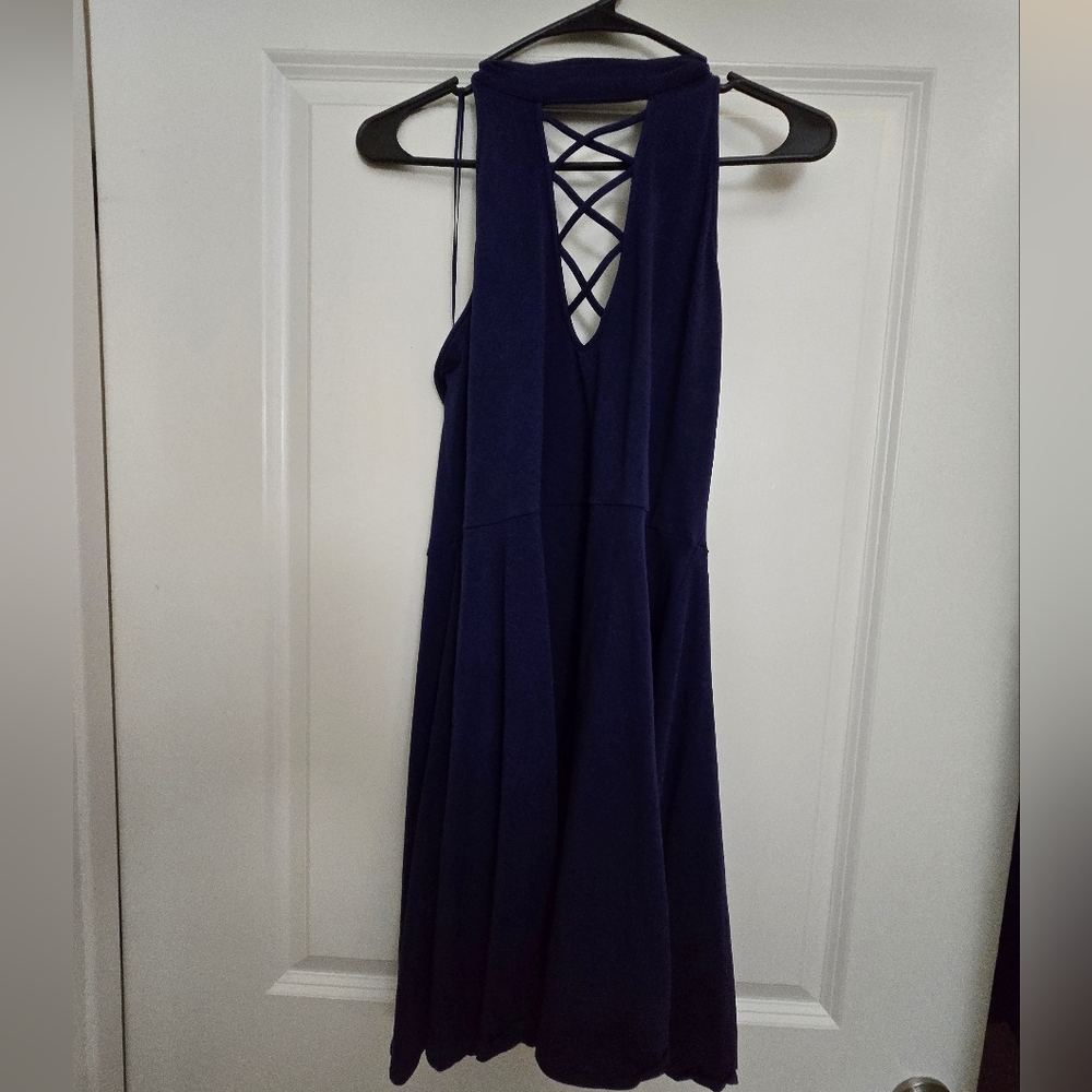 Express Elegant Navy Blue Halter Dress